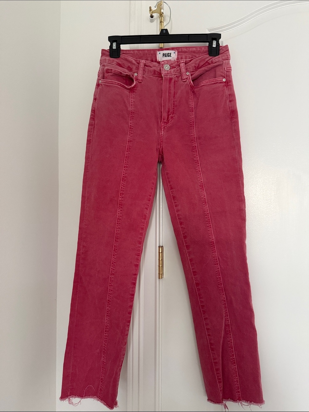 PAIGE Straight Leg Jeans in Deep Rose